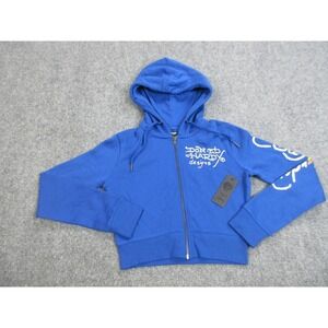 Ed Hardy Hoodie Womens‎ Small Blue Cropped Full Zip Tiger Back Graphic Don Ed